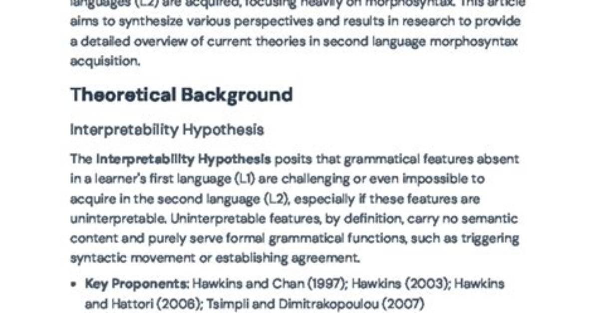 Acquisition and Assessment of Morphosyntax | Eu-Speak