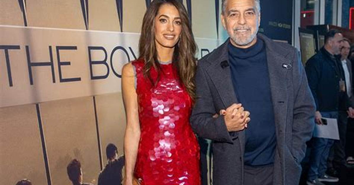 Amal Clooney Looks Red-Hot in Festive Gown with George Clooney at Movie Premiere