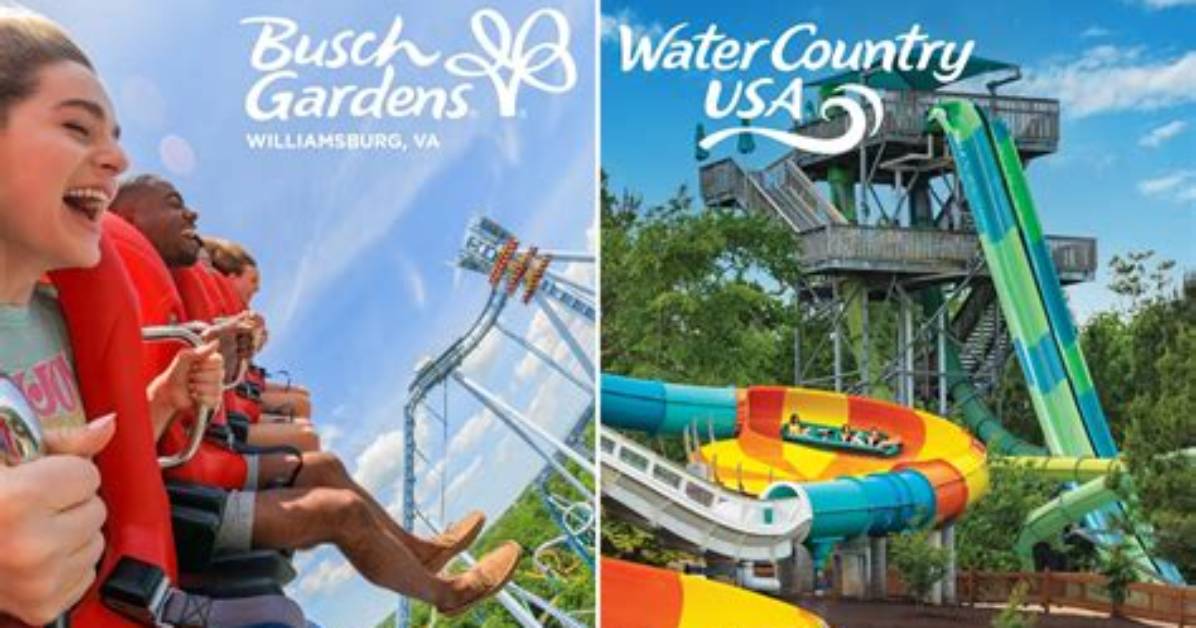 Busch Gardens Williamsburg, Water Country Usa or Combo Tickets