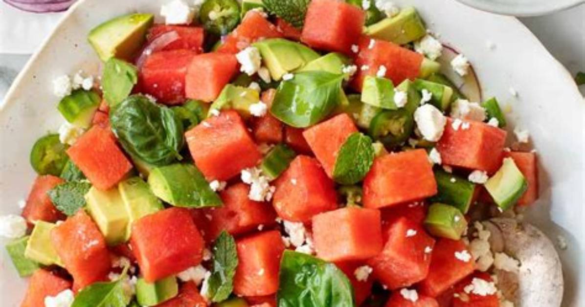 Chopped Vegetable, Watermelon and Feta Salad