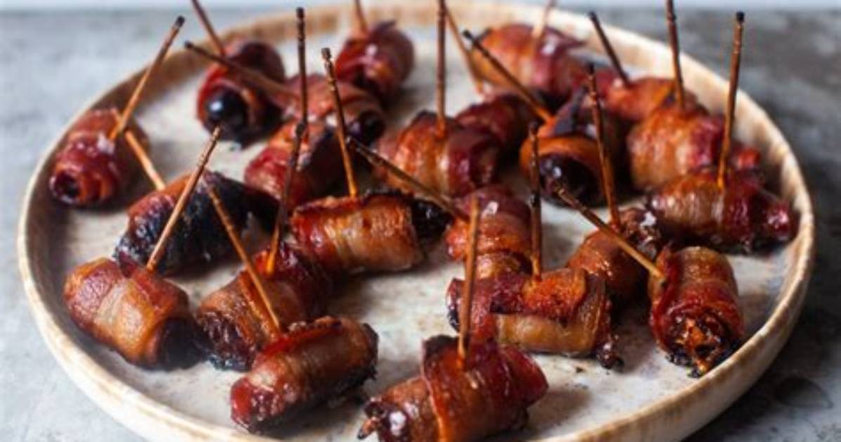 Cider-Glazed Bacon-Wrapped Dates