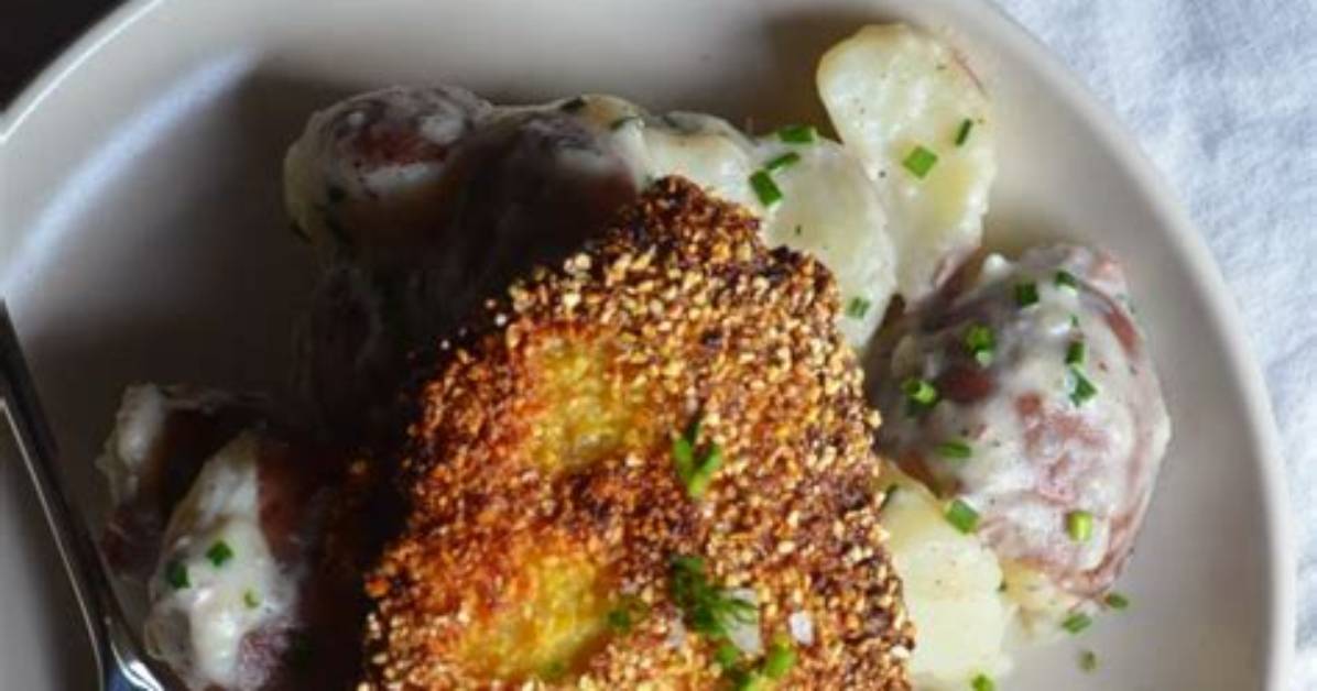 Cornmeal-Fried Pork Chops + Smashed Potatoes