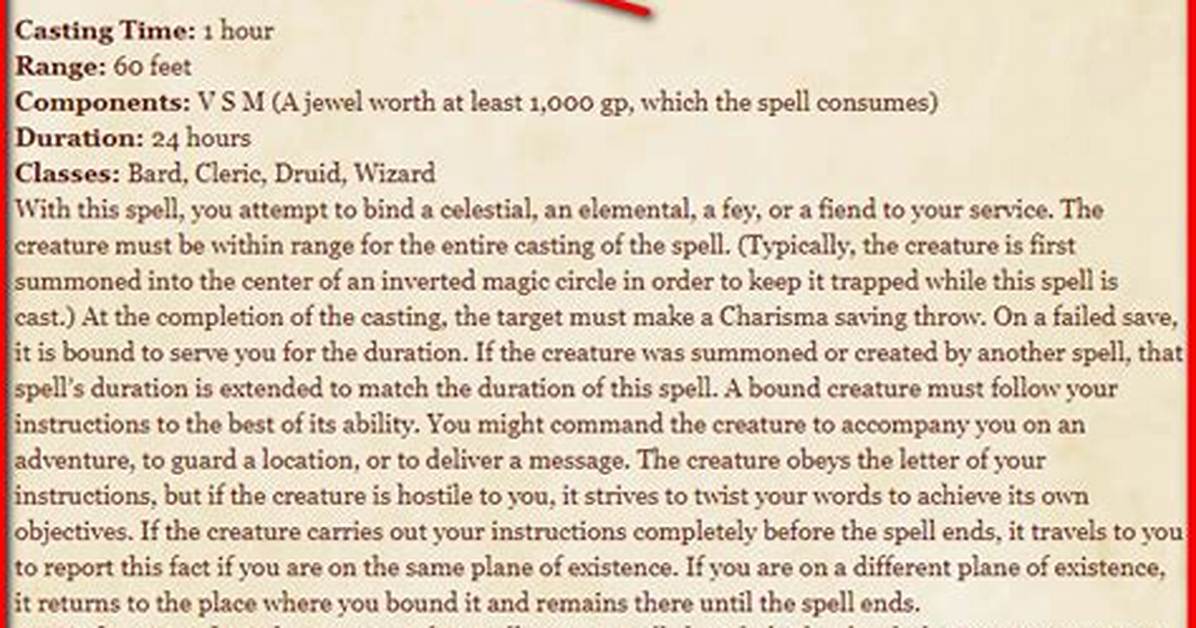D&D 5E - Planar Binding