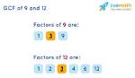 Gcf of 12 and 9
