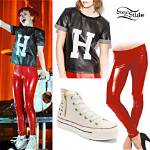 Hayley Williams: 'H' Tee, Red Latex Leggings