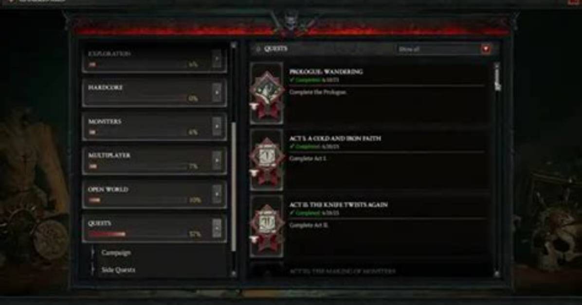 How to See Completed Quests in Diablo 4