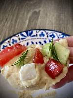Hummus with Tomato Cucumber Salad