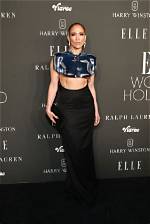 Jennifer Lopez Shines in Chrome Breastplate at Elle Women in Hollywood
