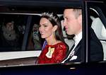 Kate Middleton Pairs Red Dress, Tiara with Queen Elizabeth's Earrings