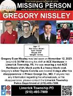 Missing Gregory Nissley Update; He Was Last Seen in Limerick, Pa, Help Find Him
