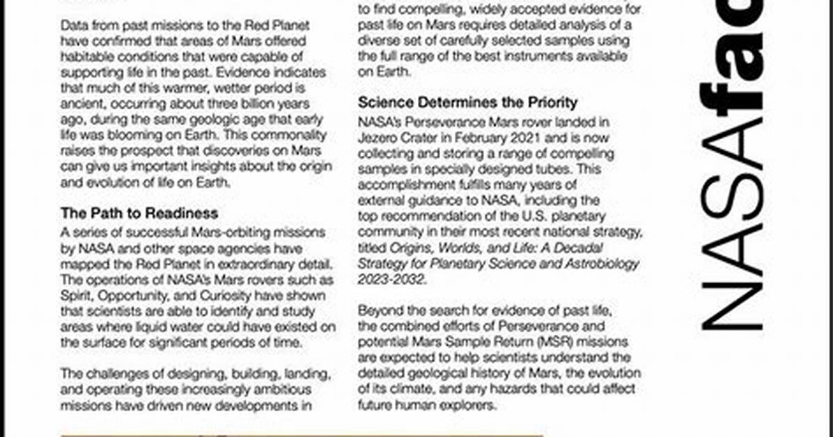 Nasa Starts Reassessment of Mars Sample Return Architecture
