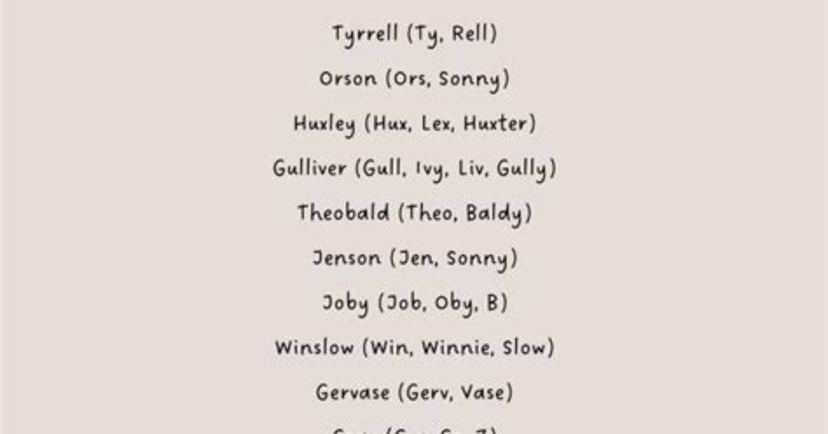 Rare Names with Popular Nicknames