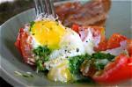 Romaine Pesto and Egg-Stuffed Tomatoes