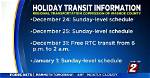 Rtc Updates Holiday Transit Schedule, Giving Free Rides on New Year's Eve | News