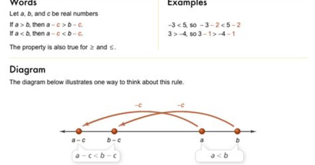 Subtraction Property of Inequality for 8 and 9