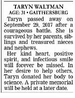 Taryn Watkins Obituary, Keeping Taryn Watkins and Family in Our Prayers