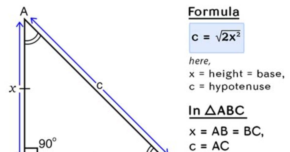 The Hypotenuse of an Isosceles Right Triangle Is 12 Inches. What Is the Length of Each Leg?