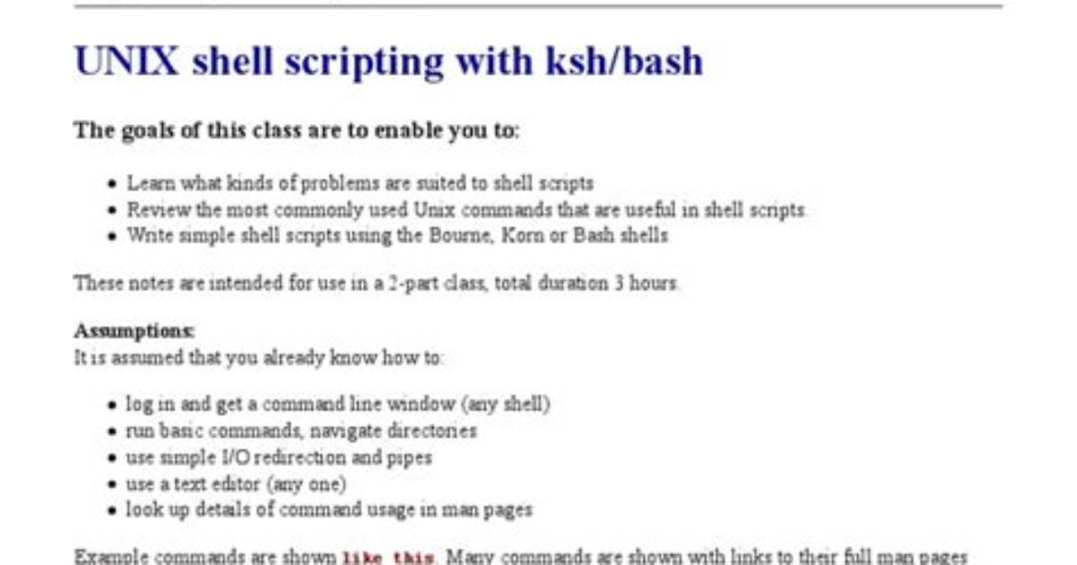 Unix Shell Scripting with Ksh/Bash