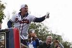 Watch: Joc Pederson Throws Pearl Necklaces to Fans During Atlanta Braves Victory Parade
